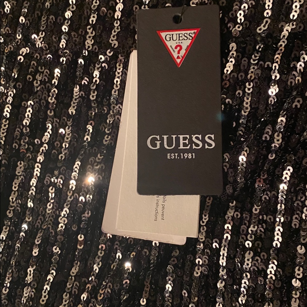 Guess brand NWT sequined pants. Black with silver medium - Picture 7 of 12